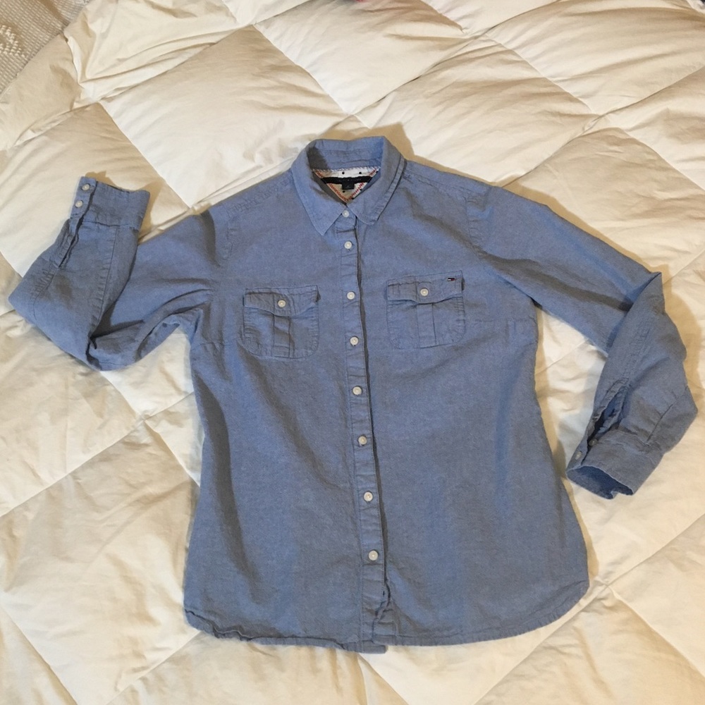 TOMMY HILFIGER Denim Chambray 100% Cotton Shirt